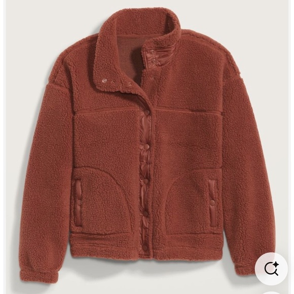 Old Navy Brown Sherpa Snap Front Jacket Size S - Picture 1 of 5